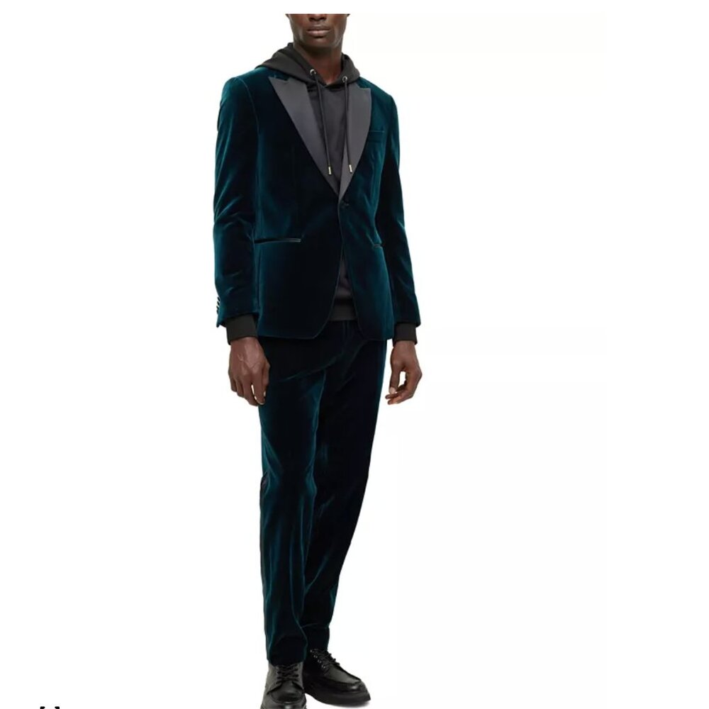 HUGO BOSS - Cotton Velvet Tuxedo - Turquoise